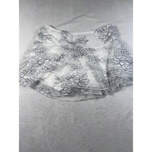 Black Ibis Skort Womens Small White Lace Floral Layered Lined Summer Mini Casual